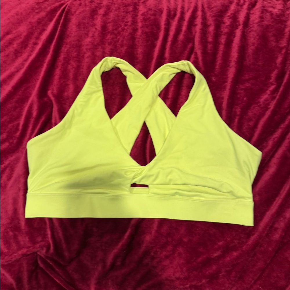 Fabletics Neon Yellow Cross-Back Sports Bra
